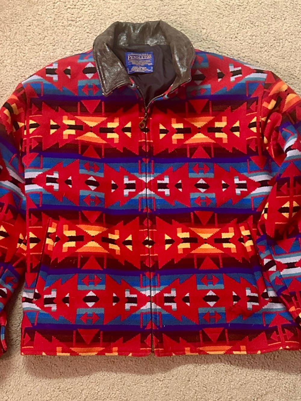Vintage Pendleton Southwestern Geometric Bomber Jacket Size XXL